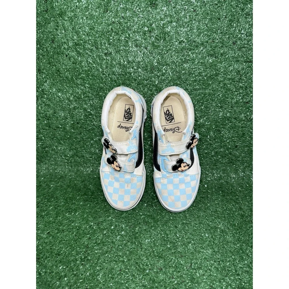 Vans Disney Classic Slip On Checkerboard Blue White Walking Shoe Toddler Size 13
